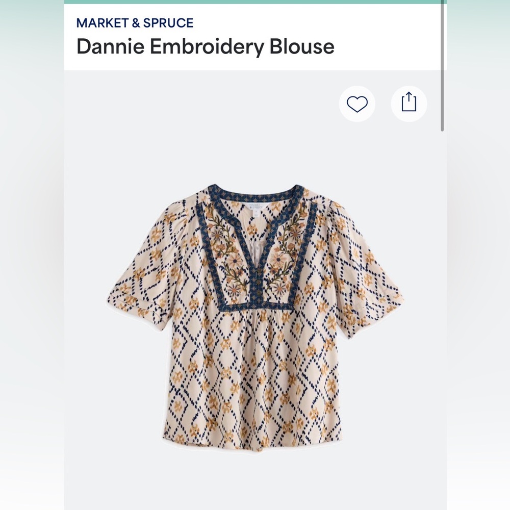Market & Spruce Floral Embroidered Blouse - Stitch Fix (size M)